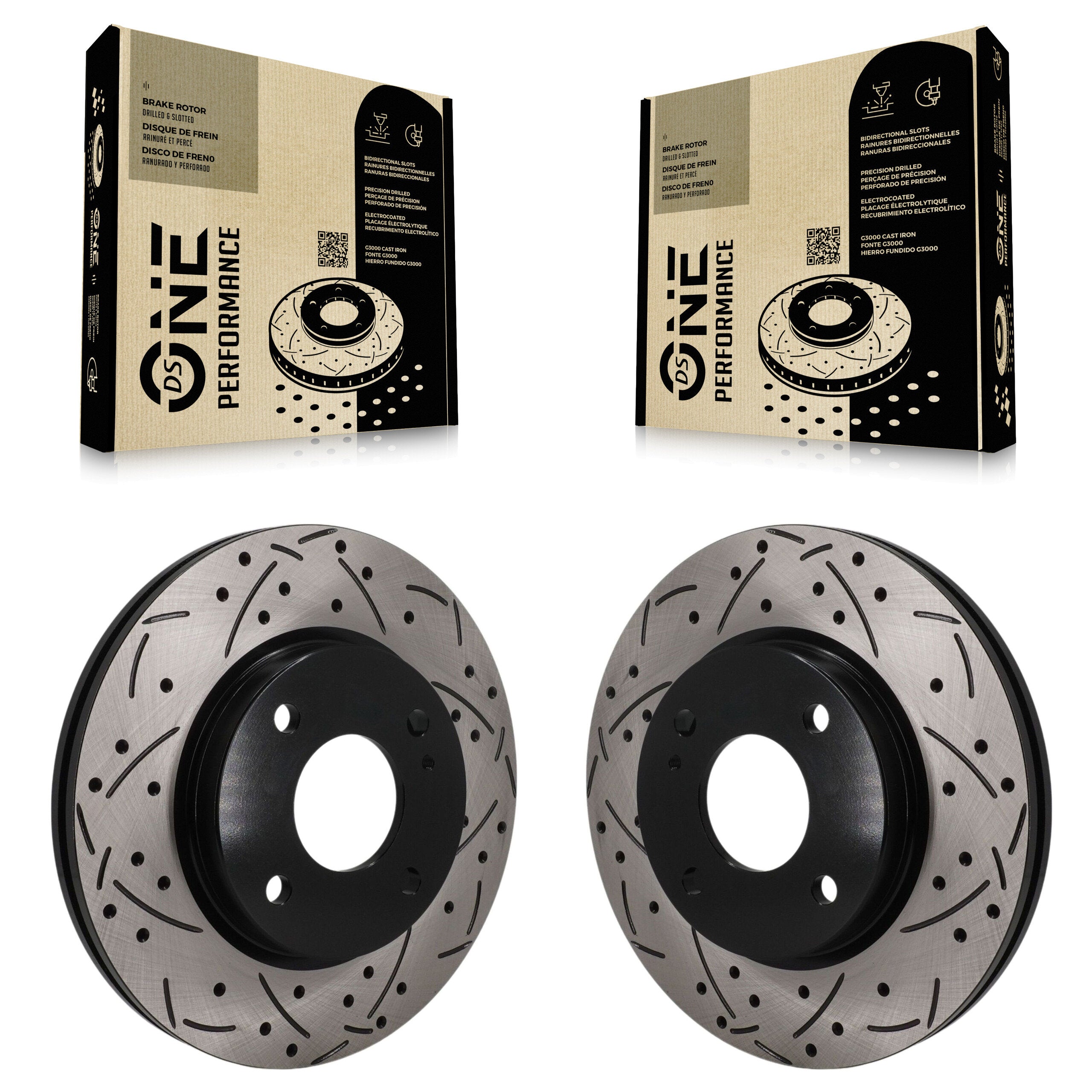 Front Coated Drilled Slotted Disc Brake Rotors Pair For Ford Fiesta KD-100750