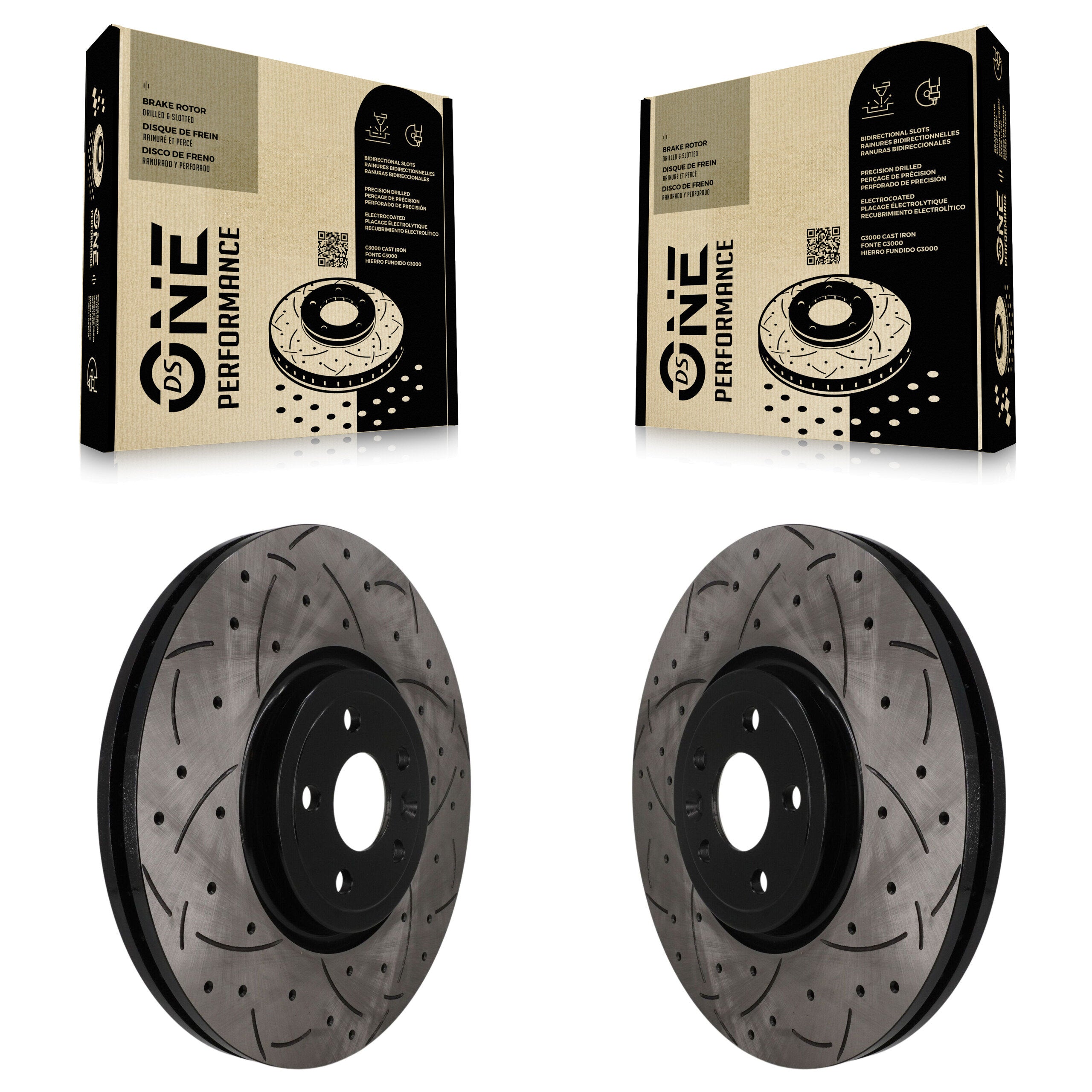 Front Drilled Slot Disc Brake Rotors Pair For Jaguar F-Pace Land Rover Range Velar I-Pace KD-100753