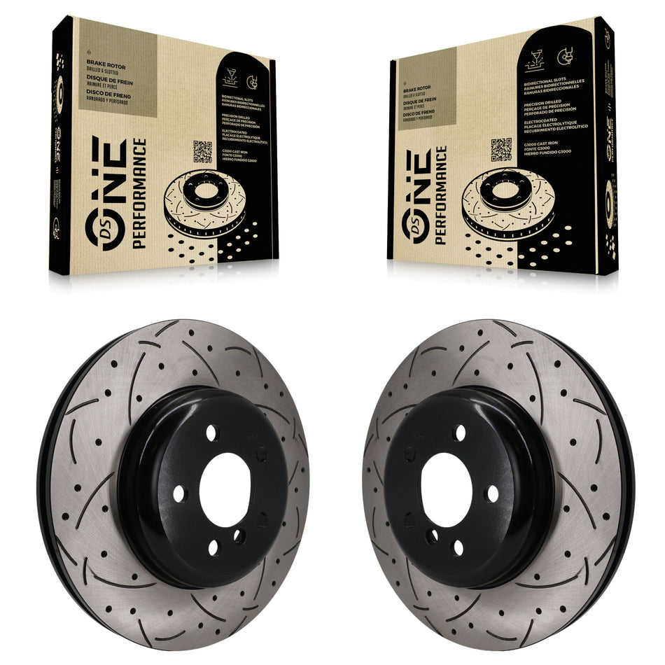 Front Drill Slot Brake Rotors Pair For BMW 535i xDrive 535d 640i Gran Coupe ActiveHybrid 5 KD-100755