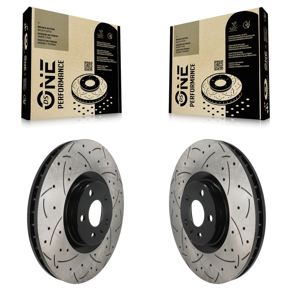 Front Drill Slot Brake Rotors Pair For Volvo XC60 XC90 XC40 Recharge S60 V60 Cross Country KD-100756