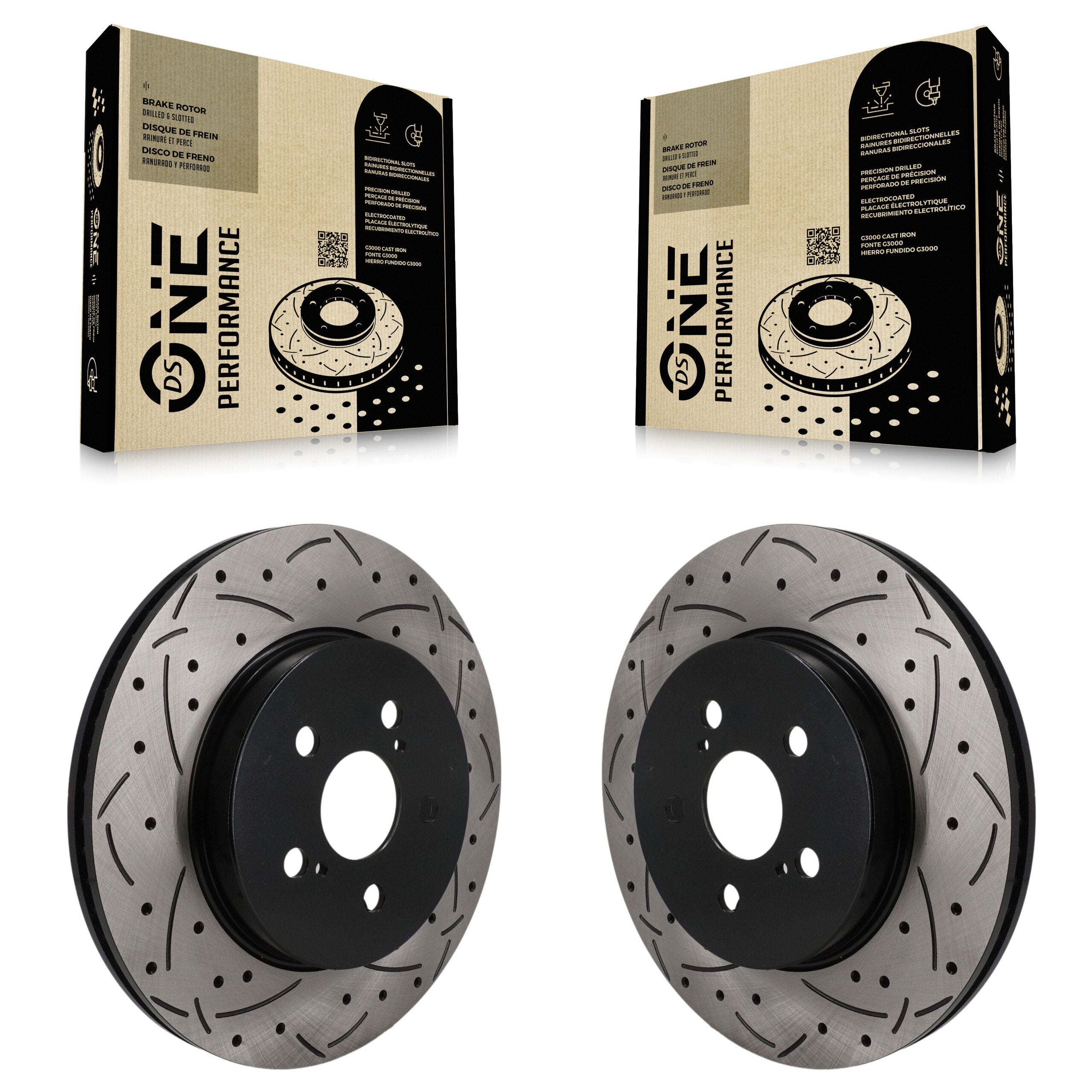 Front Drilled Slot Brake Rotor Pair For Toyota Corolla Prius Prime Volvo V60 Cross Country KD-100757
