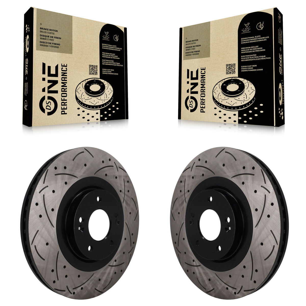 Front Coated Drill Slot Disc Brake Rotor Pair For 2020-2024 Hyundai Palisade Kia Telluride KD-100763