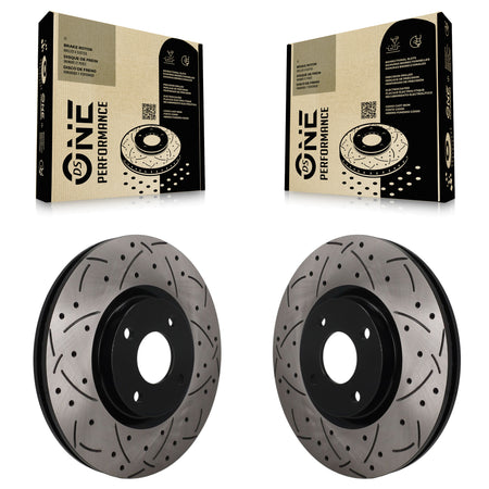 Front Coated Drilled Slotted Disc Brake Rotors Pair For 2018-2022 Ford EcoSport KD-100769