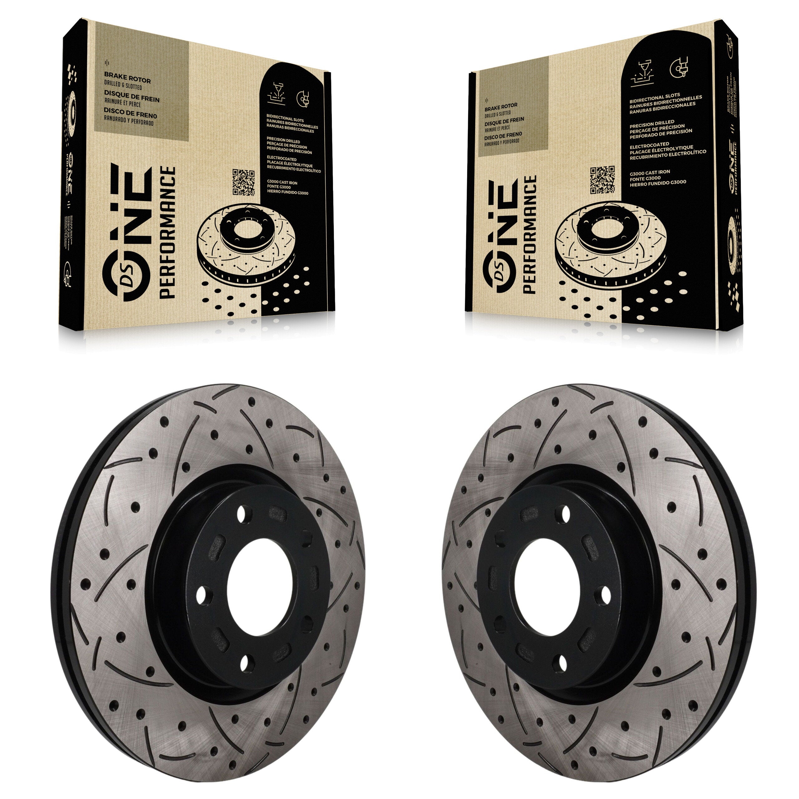 Front Coated Drilled Slotted Disc Brake Rotors Pair For Mazda 3 5 Sport KD-100771