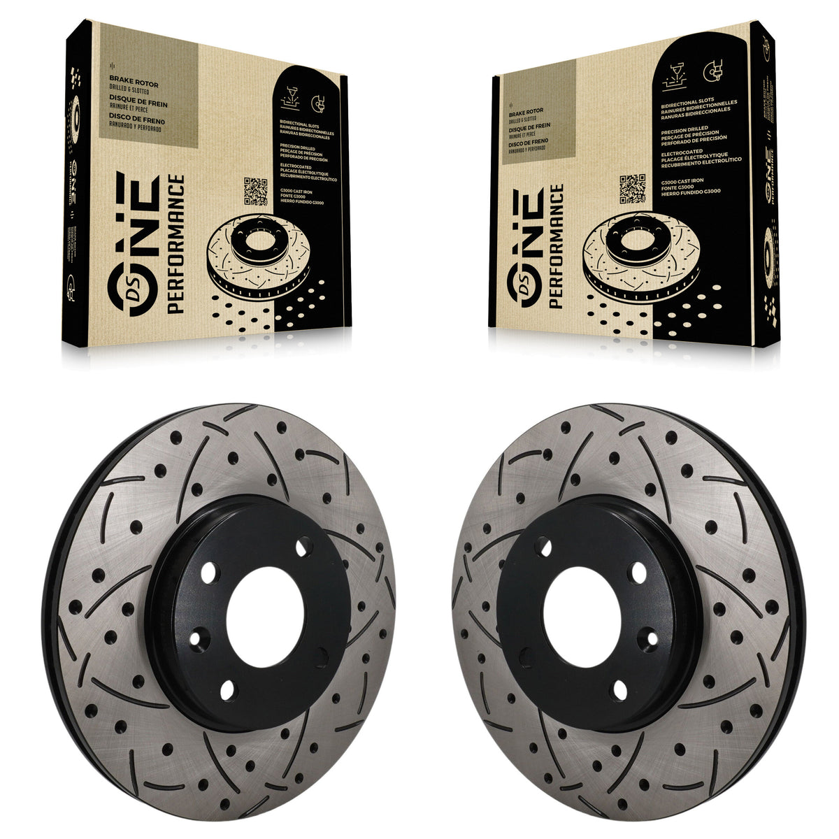 Front Coated Drilled Slotted Disc Brake Rotors Pair For 2016-2022 Chevrolet Spark KD-100775