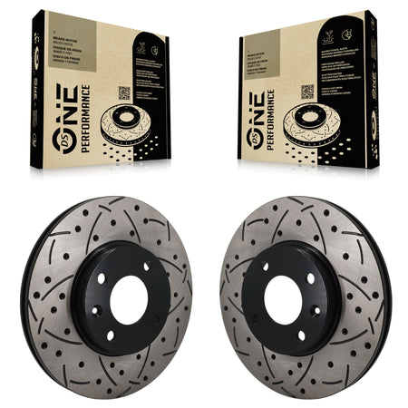 Front Coated Drilled Slotted Disc Brake Rotors Pair For 2016-2022 Chevrolet Spark KD-100775