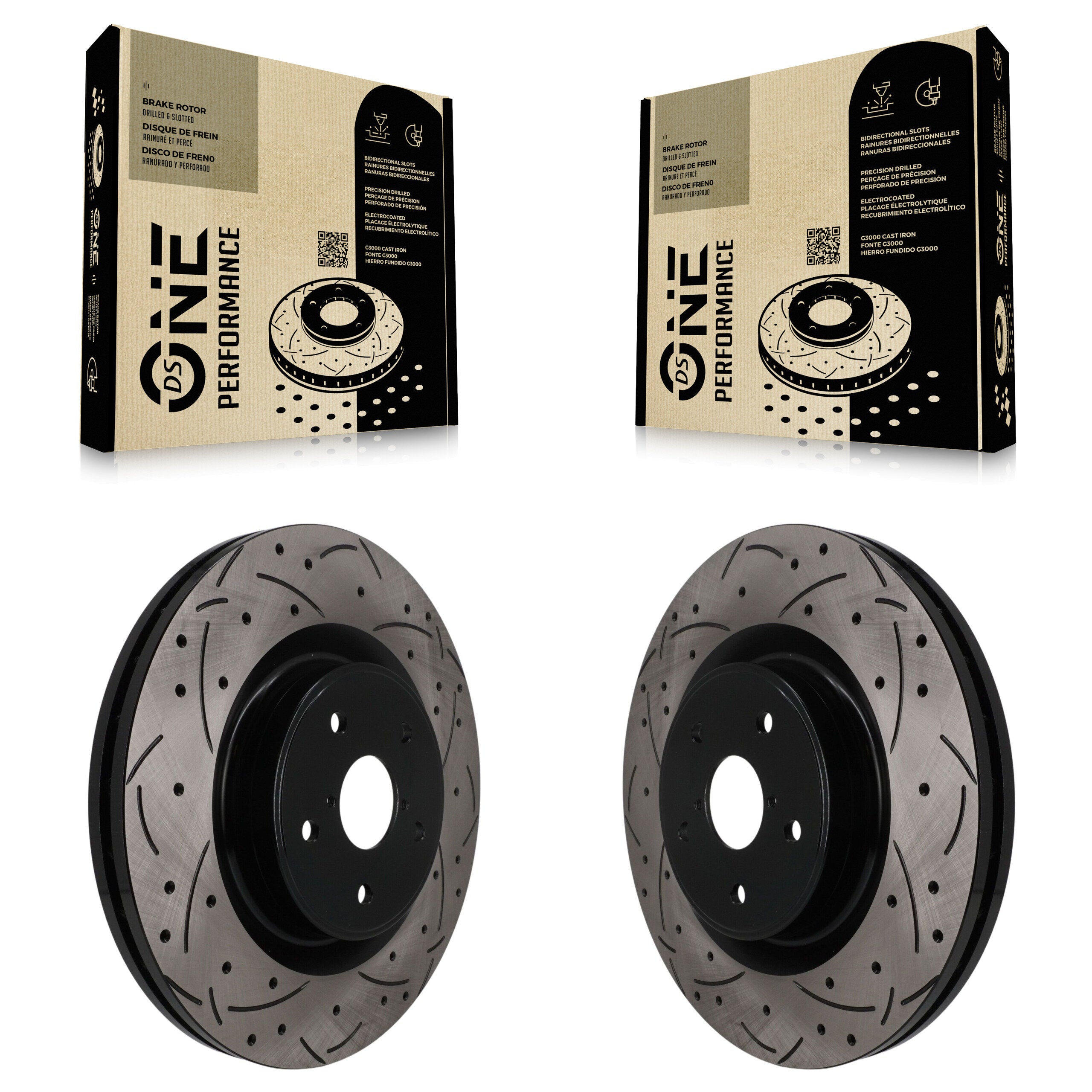 Front Coated Drilled Slotted Disc Brake Rotors Pair For 2018-2020 Subaru WRX STI KD-100776