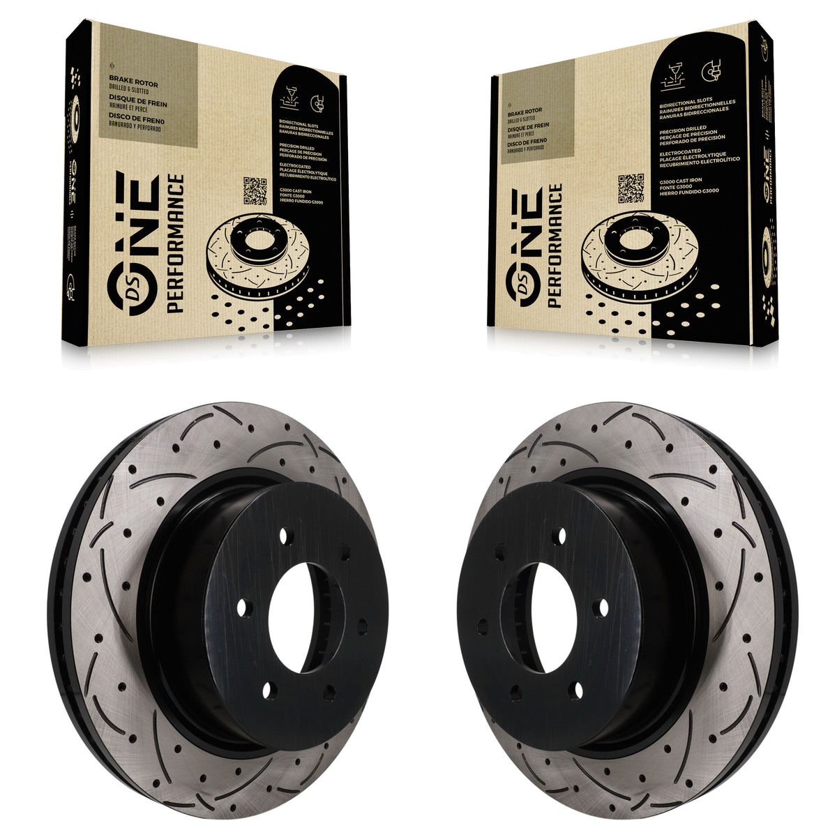 Front Coated Drilled Slotted Disc Brake Rotors Pair For 2016-2024 Nissan TITAN XD KD-100779