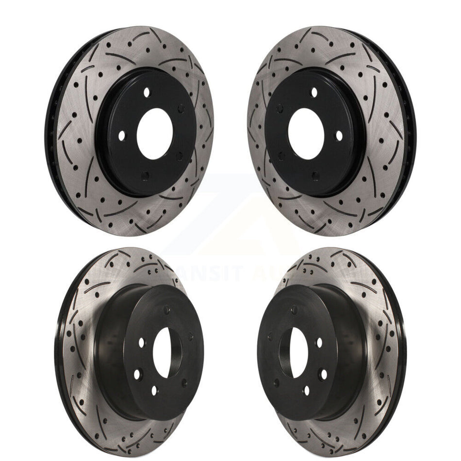 Front Rear Coated Drilled Slotted Disc Brake Rotors Kit For Nissan LEAF KD-100781