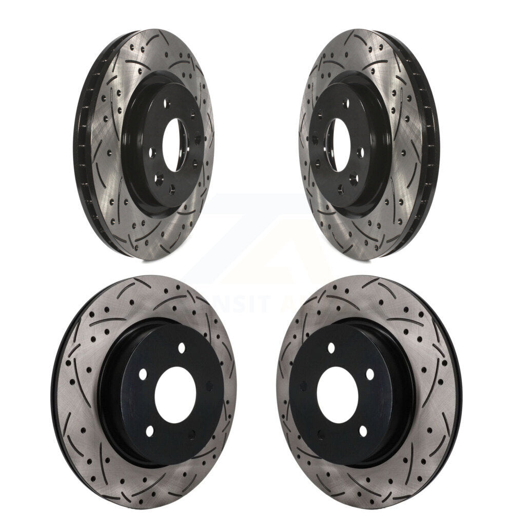 Front Rear Coated Drilled Slotted Disc Brake Rotor Kit For Nissan Qashqai Rogue Sport LEAF KD-100782