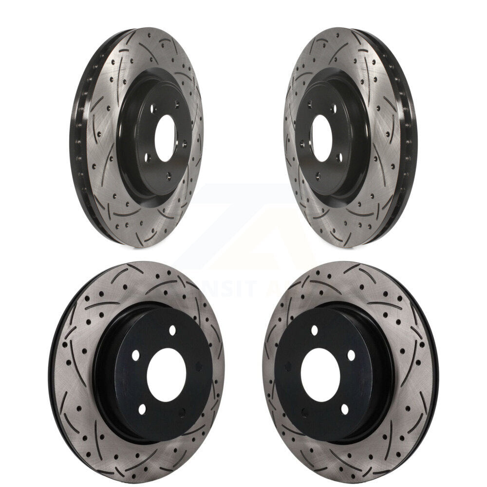 Front Rear Drill Slot Brake Rotor Kit For 19 Nissan Rogue FULL HYBRID EV-GAS (FHEV) engine KD-100784