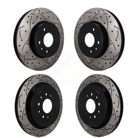 Front Rear Coated Drilled Slotted Disc Brake Rotors Kit For Cadillac ATS KD-100788