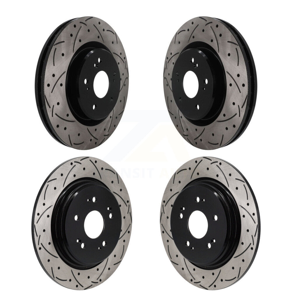 Front Rear Coated Drilled Slotted Disc Brake Rotors Kit For 2019-2024 Acura RDX KD-100790