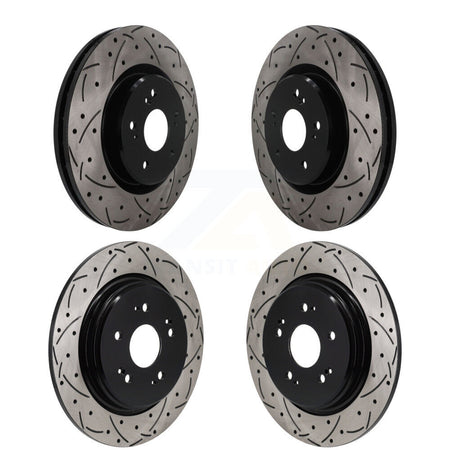 Front Rear Coated Drilled Slotted Disc Brake Rotors Kit For 2019-2024 Acura RDX KD-100790