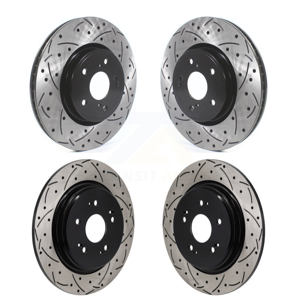 Front Rear Coated Drilled Slotted Disc Brake Rotors Kit For 2023-2024 Honda HR-V KD-100791