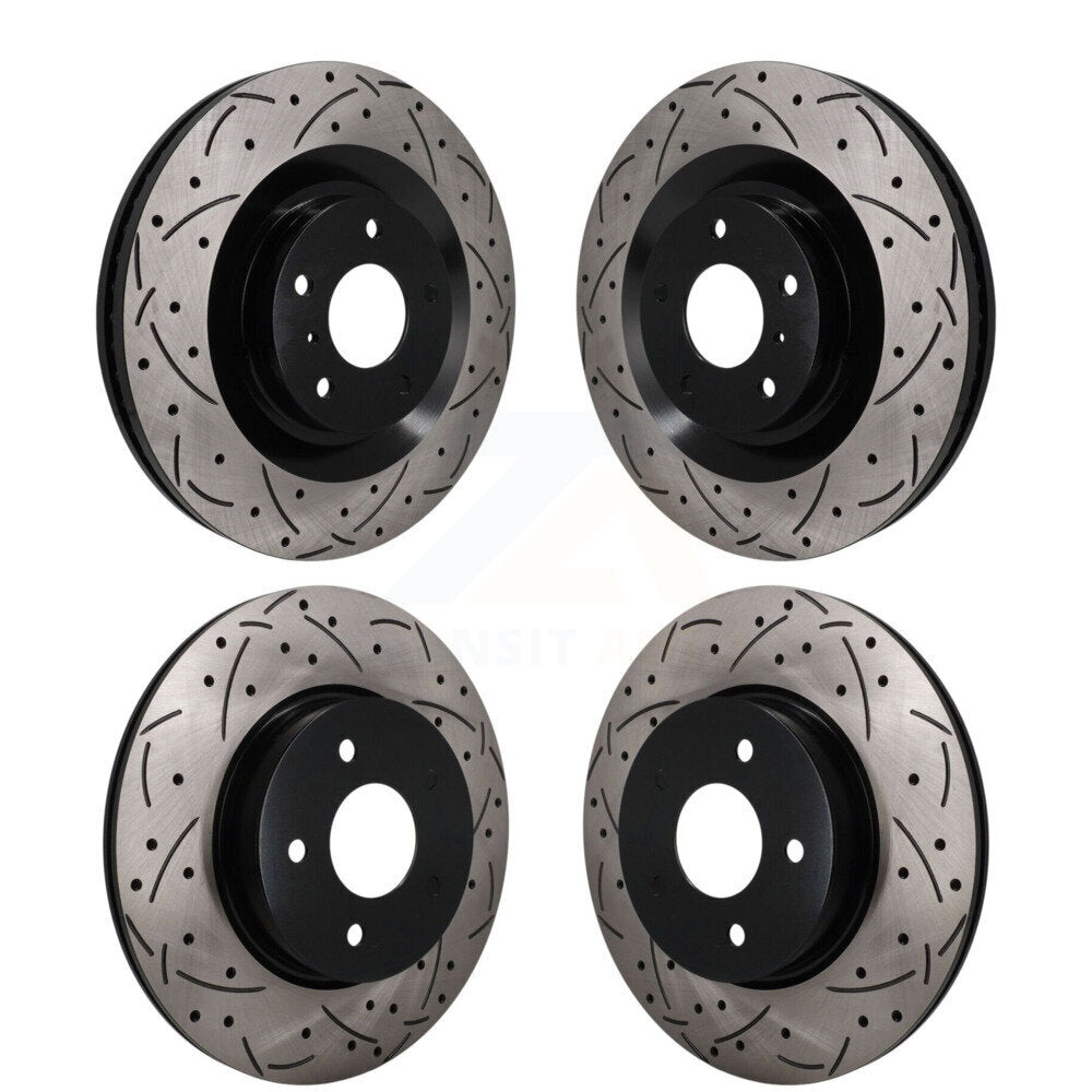 Front Rear Coated Drilled Slotted Disc Brake Rotors Kit For INFINITI QX50 QX55 KD-100793