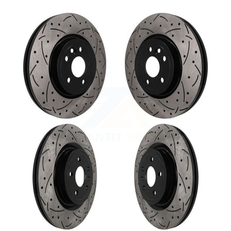 Front Rear Coated Drilled Slotted Disc Brake Rotors Kit For Jaguar F-Pace KD-100794