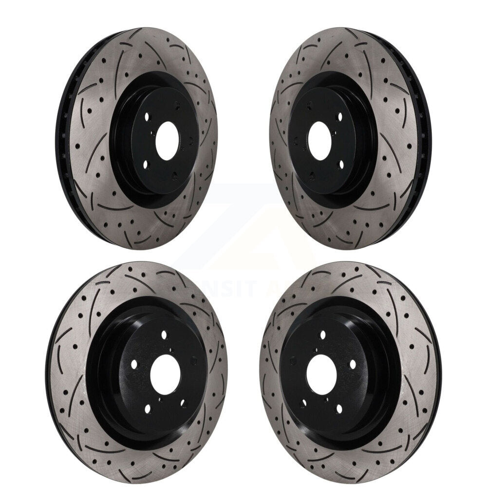 Front Rear Coated Drilled Slotted Disc Brake Rotors Kit For 2019-2024 Subaru Ascent KD-100796