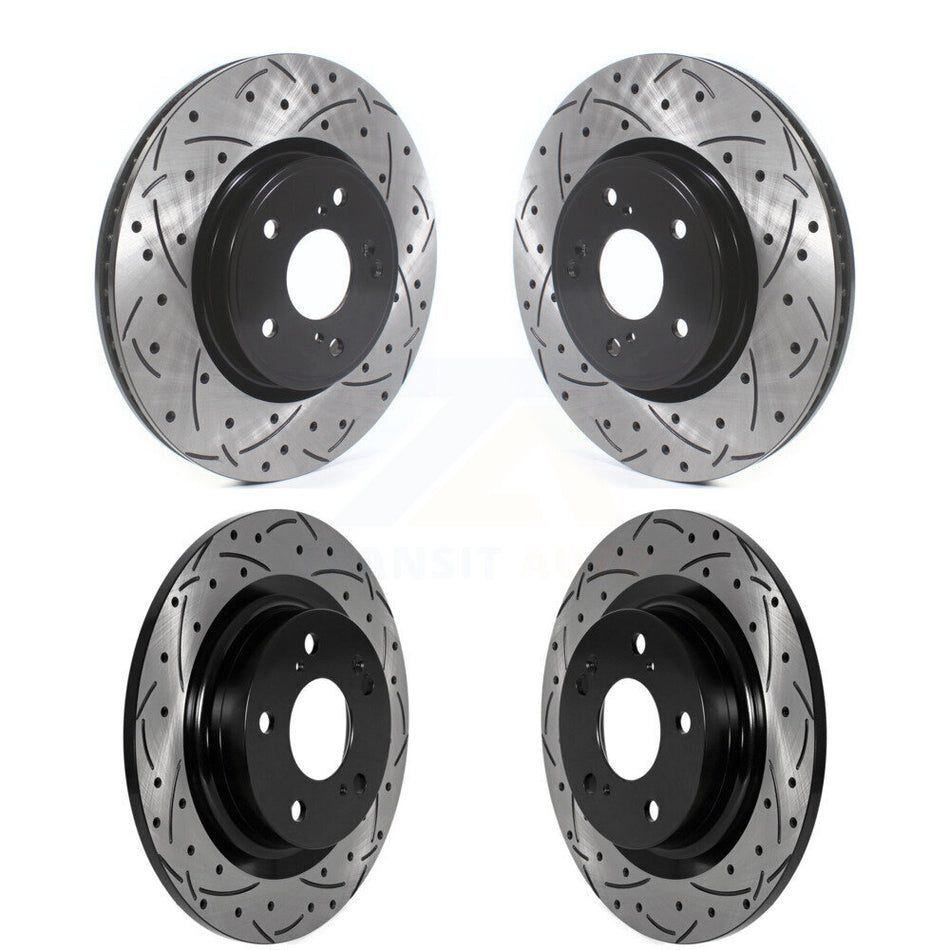 Front Rear Coated Drilled Slotted Disc Brake Rotors Kit For 2024 Acura Integra 1.5L KD-100797