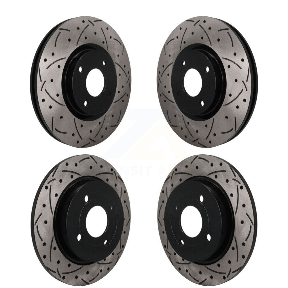 Front Rear Coated Drilled Slotted Disc Brake Rotors Kit For 2018-2022 Ford EcoSport AWD KD-100798