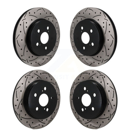 Front Rear Coated Drilled Slotted Disc Brake Rotors Kit For Toyota Corolla KD-100805