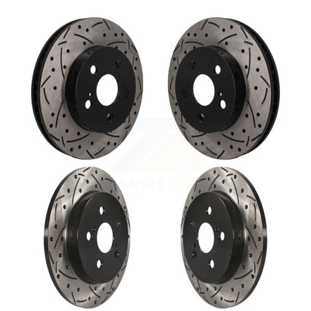 Front Rear Coated Drilled Slot Disc Brake Rotors Kit For Toyota Corolla Prius Prime AWD-e KD-100807