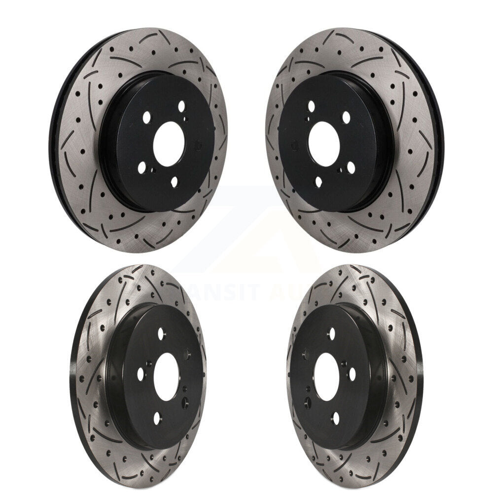 Front Rear Coated Drilled Slotted Disc Brake Rotors Kit For Toyota Corolla Prius Prime KD-100808