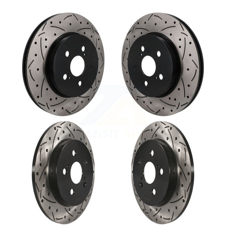 Front Rear Coated Drilled Slotted Disc Brake Rotors Kit For Toyota Corolla Prius Prime KD-100808