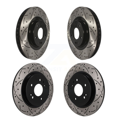 Front Rear Coated Drilled Slotted Disc Brake Rotors Kit For 2019-2020 Hyundai Santa Fe KD-100809