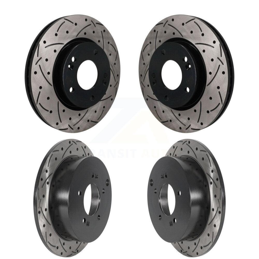 Front Rear Coated Drilled Slotted Disc Brake Rotors Kit For Hyundai Tucson Kia Sportage KD-100815