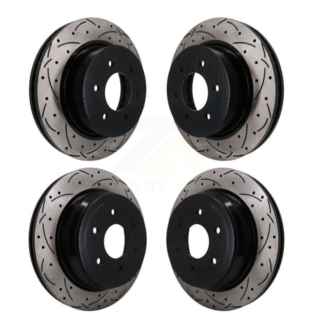 Front Rear Coated Drilled Slotted Disc Brake Rotors Kit For 2016-2024 Nissan TITAN XD KD-100818