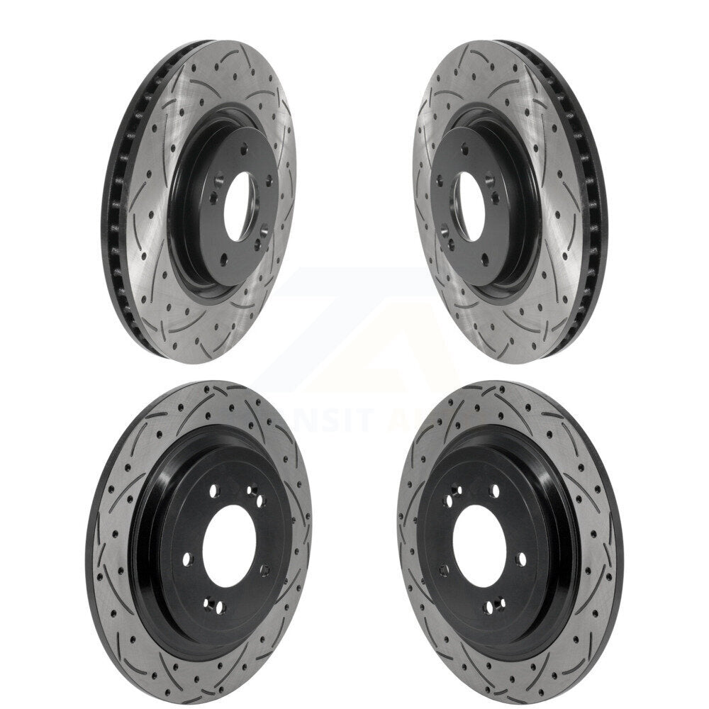 Front Rear Coated Drilled Slotted Disc Brake Rotors Kit For Kia Sportage Hyundai Nexo KD-100823