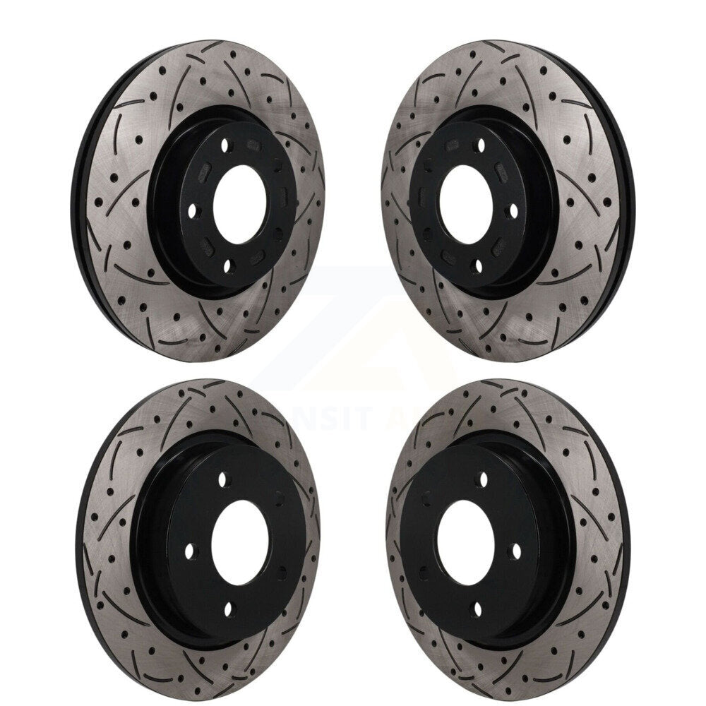Front Rear Coated Drilled Slotted Disc Brake Rotors Kit For Mazda 3 Sport KD-100825