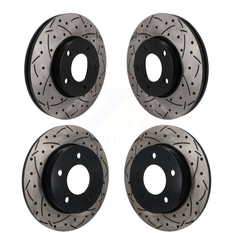 Front Rear Coated Drilled Slotted Disc Brake Rotors Kit For Mazda 3 Sport KD-100826