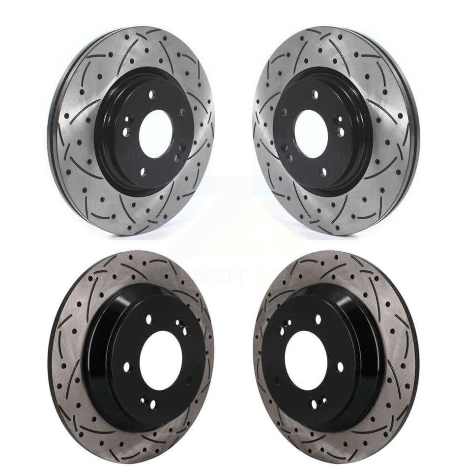 Front Rear Coated Drilled Slotted Disc Brake Rotors Kit For Hyundai Kona Kia Soul KD-100829
