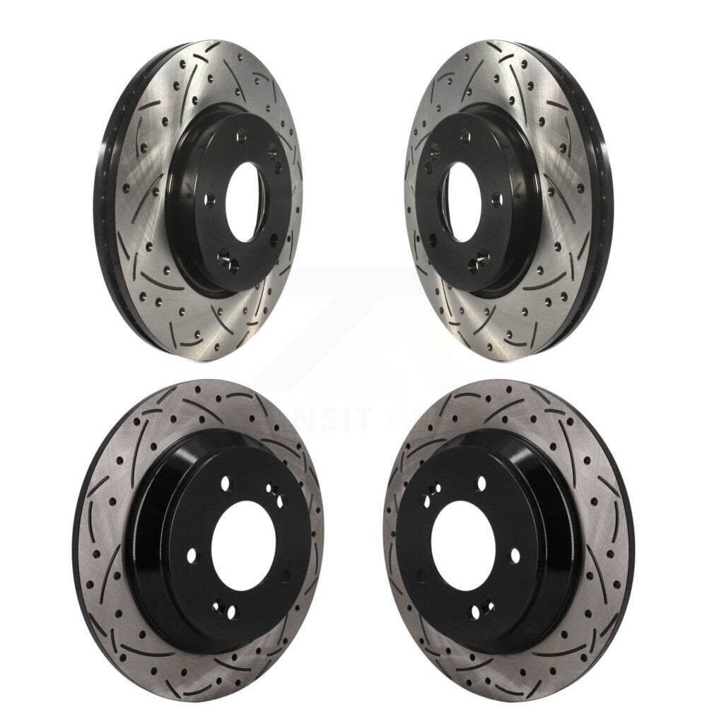 Front Rear Coated Drilled Slotted Disc Brake Rotors Kit For Kia Seltos Hyundai Kona KD-100830