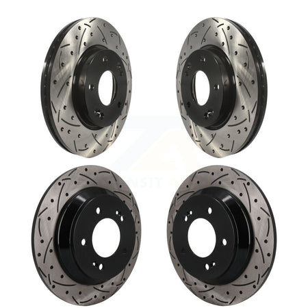 Front Rear Coated Drilled Slotted Disc Brake Rotors Kit For Kia Seltos Hyundai Kona KD-100830