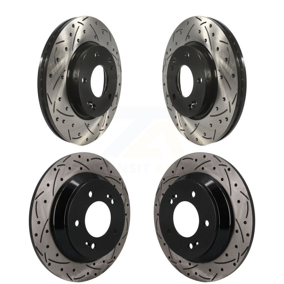 Front Rear Coated Drilled Slotted Disc Brake Rotors Kit For Kia Seltos Hyundai Kona KD-100830