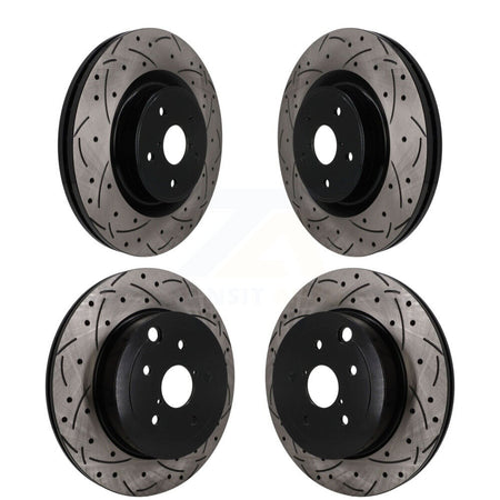 Front Rear Coated Drilled Slotted Disc Brake Rotors Kit For 2018-2020 Subaru WRX STI KD-100832