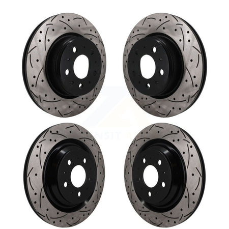 Front Rear Drilled Slot Brake Rotors Kit For 2017-2022 Tesla 3 With Gray Painted Calipers KD-100833