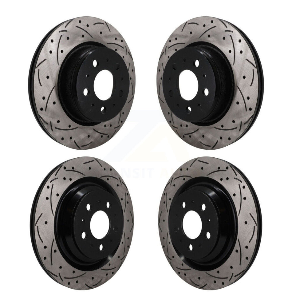 Front Rear Drilled Slot Brake Rotors Kit For 2017-2022 Tesla 3 With Gray Painted Calipers KD-100833