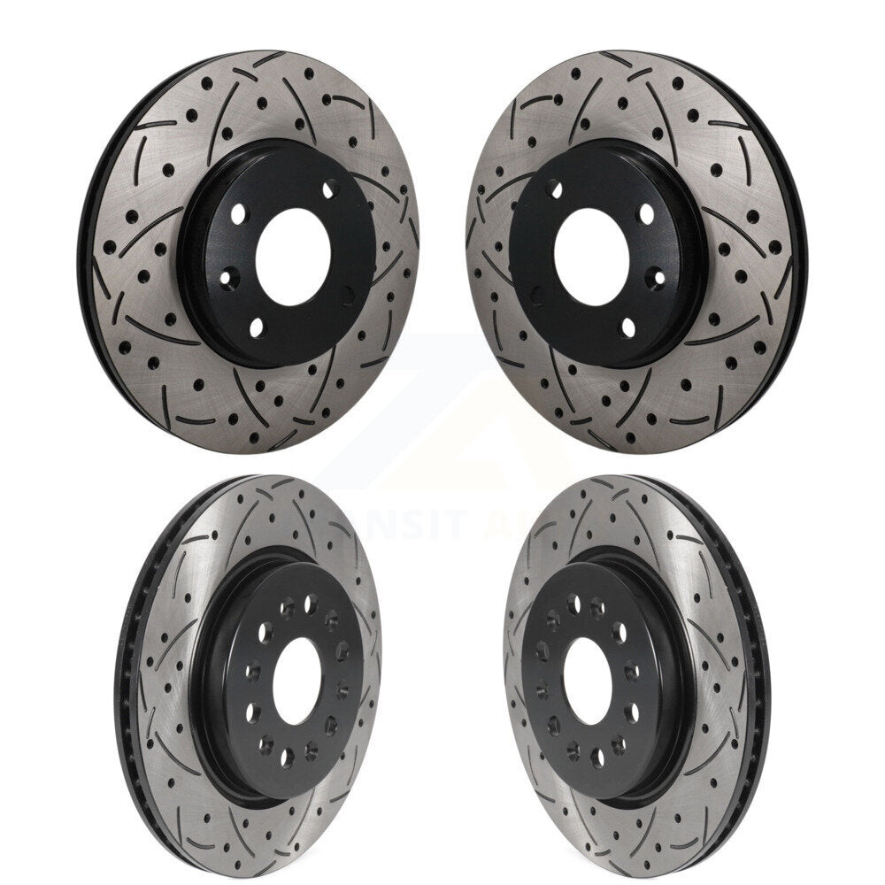 Front Rear Coated Drilled Slotted Disc Brake Rotors Kit For 2019 Chevrolet Spark KD-100835