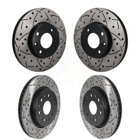 Front Rear Coated Drilled Slotted Disc Brake Rotors Kit For 2019 Chevrolet Spark KD-100835