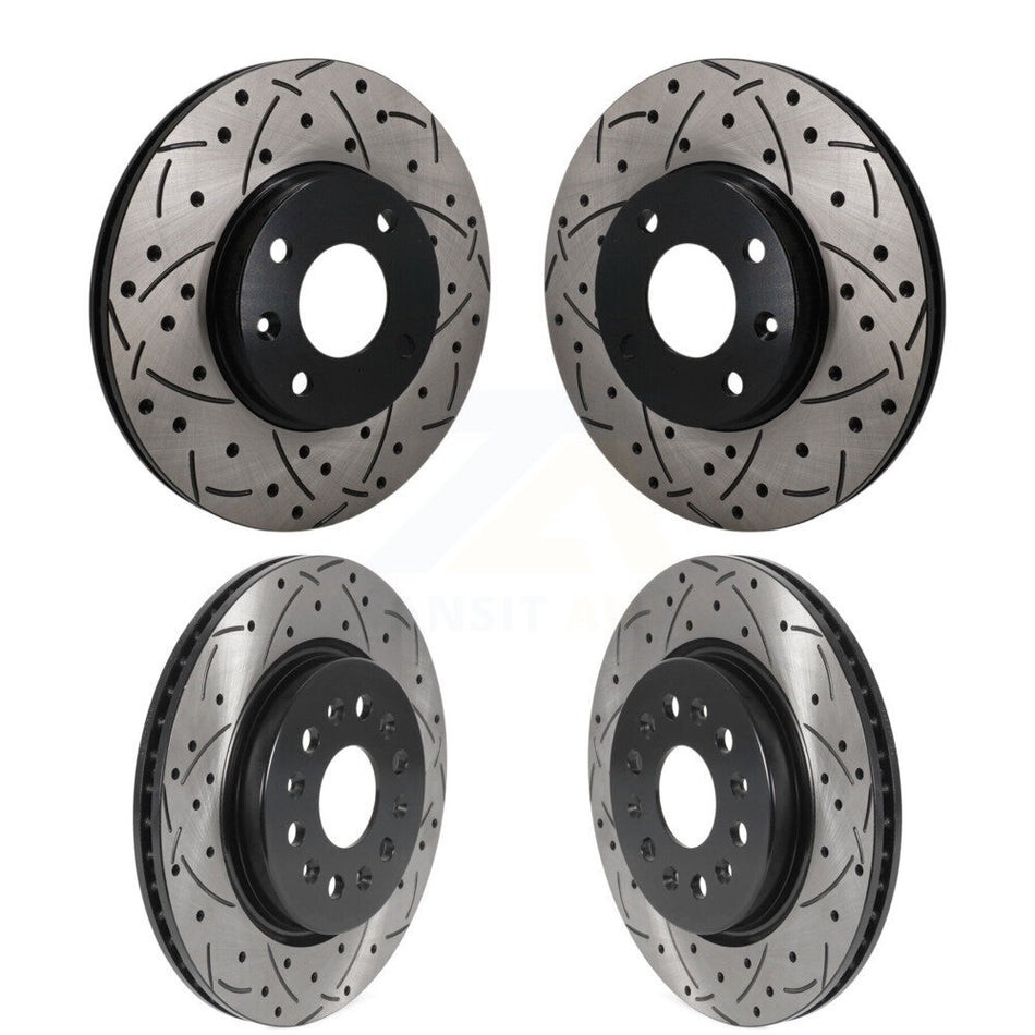 Front Rear Coated Drilled Slotted Disc Brake Rotors Kit For 2019 Chevrolet Spark KD-100835
