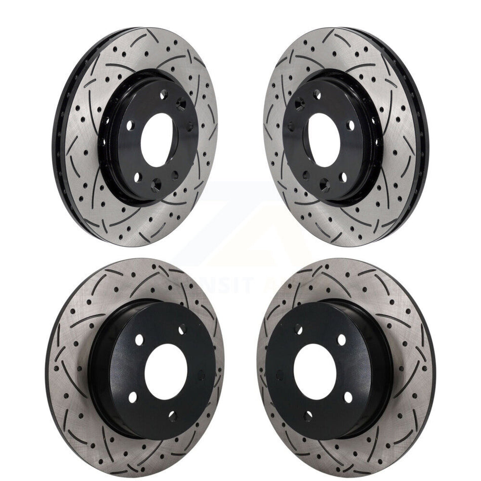 Front Rear Coated Drilled Slotted Disc Brake Rotors Kit For 2021-2023 Nissan Kicks SV SR KD-100836
