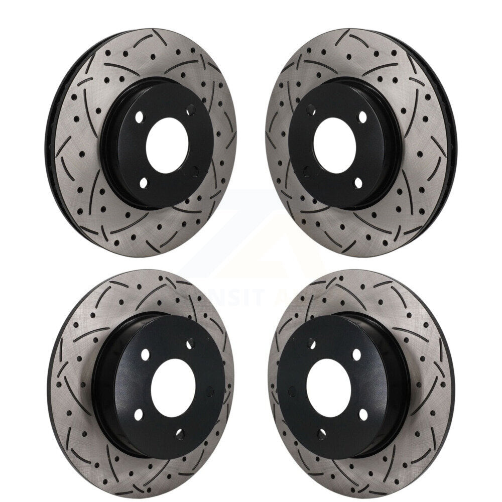 Front Rear Coated Drilled Slotted Disc Brake Rotors Kit For 2021-2025 Nissan Kicks S KD-100837