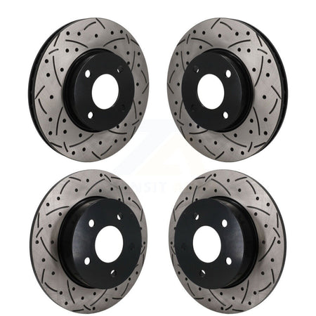 Front Rear Coated Drilled Slotted Disc Brake Rotors Kit For 2021-2025 Nissan Kicks S KD-100837