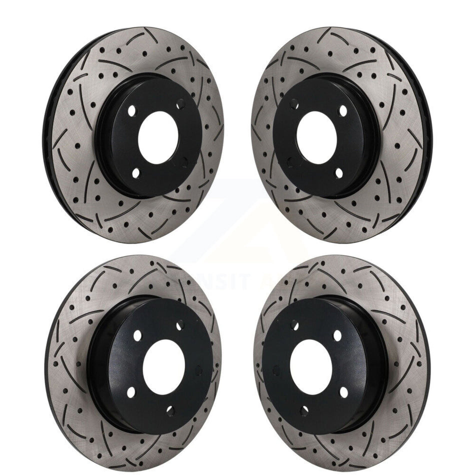 Front Rear Coated Drilled Slotted Disc Brake Rotors Kit For 2021-2025 Nissan Kicks S KD-100837