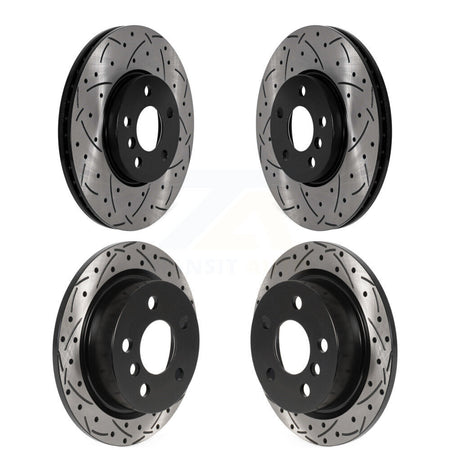 Front Rear Drilled Slot Disc Brake Rotors Kit For 2022-2023 Mini Cooper S with GAS engine KD-100838