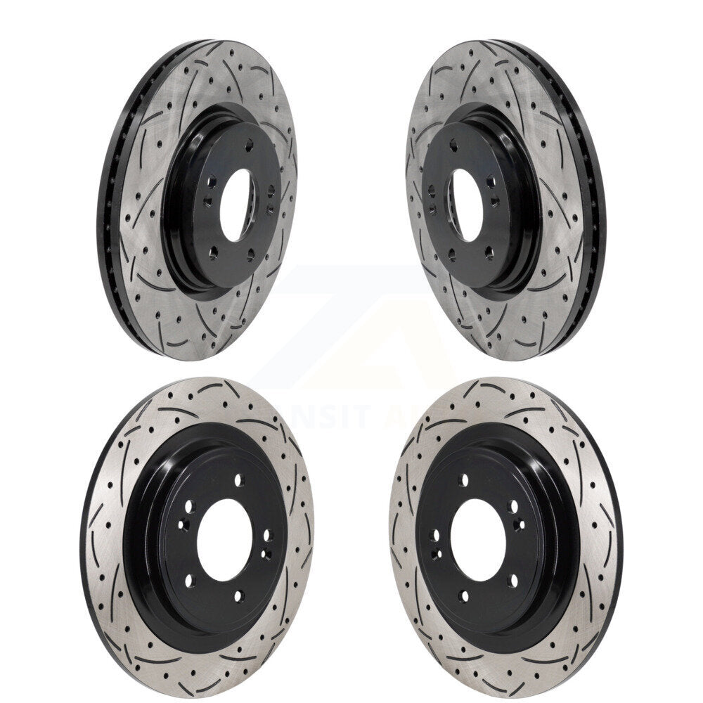 Front Rear Coated Drilled Slotted Disc Brake Rotor Kit For 2024-2025 Hyundai Kona Electric KD-100841